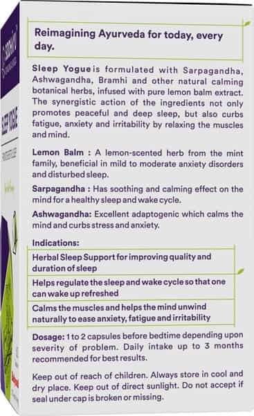 Siddhayu Sleep Yogue (By Baidyanath) | Sleeping Pills To Promote Healthy & Restful Sleep | 60 Cap