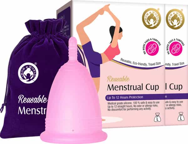 Mom & World Reusable Menstrual Cup For Women Odor And Rash Free No Leakage (Large) X Pack Of 2