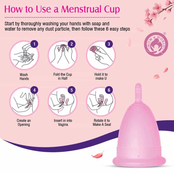 Mom & World Reusable Menstrual Cup For Women Odor And Rash Free No Leakage (Large) X Pack Of 2
