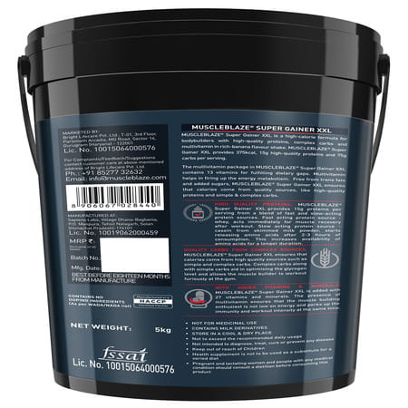 Muscleblaze Super Gainer Xxl | For Muscle Mass Gain (Banana | 5 Kg/ 11 Lb)