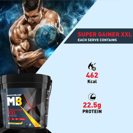 Muscleblaze Super Gainer Xxl | For Muscle Mass Gain (Banana | 5 Kg/ 11 Lb)