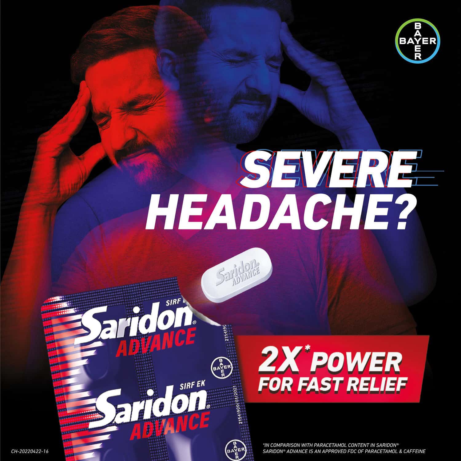 Buy SARIDON ADVANCE FOR SEVERE HEADACHE RELIEF TABLET 10 TABLETS Online