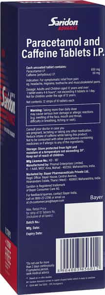 Saridon Advance For 5 In 1 Pain Relief Strip Of 10 Tablets