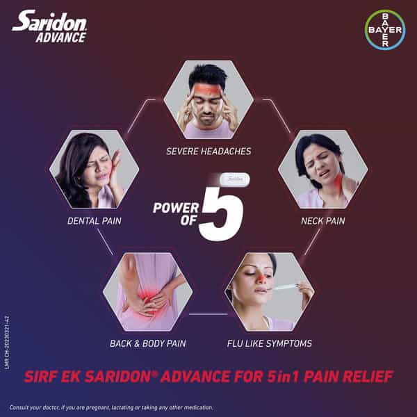 Saridon Advance For 5 In 1 Pain Relief Strip Of 10 Tablets
