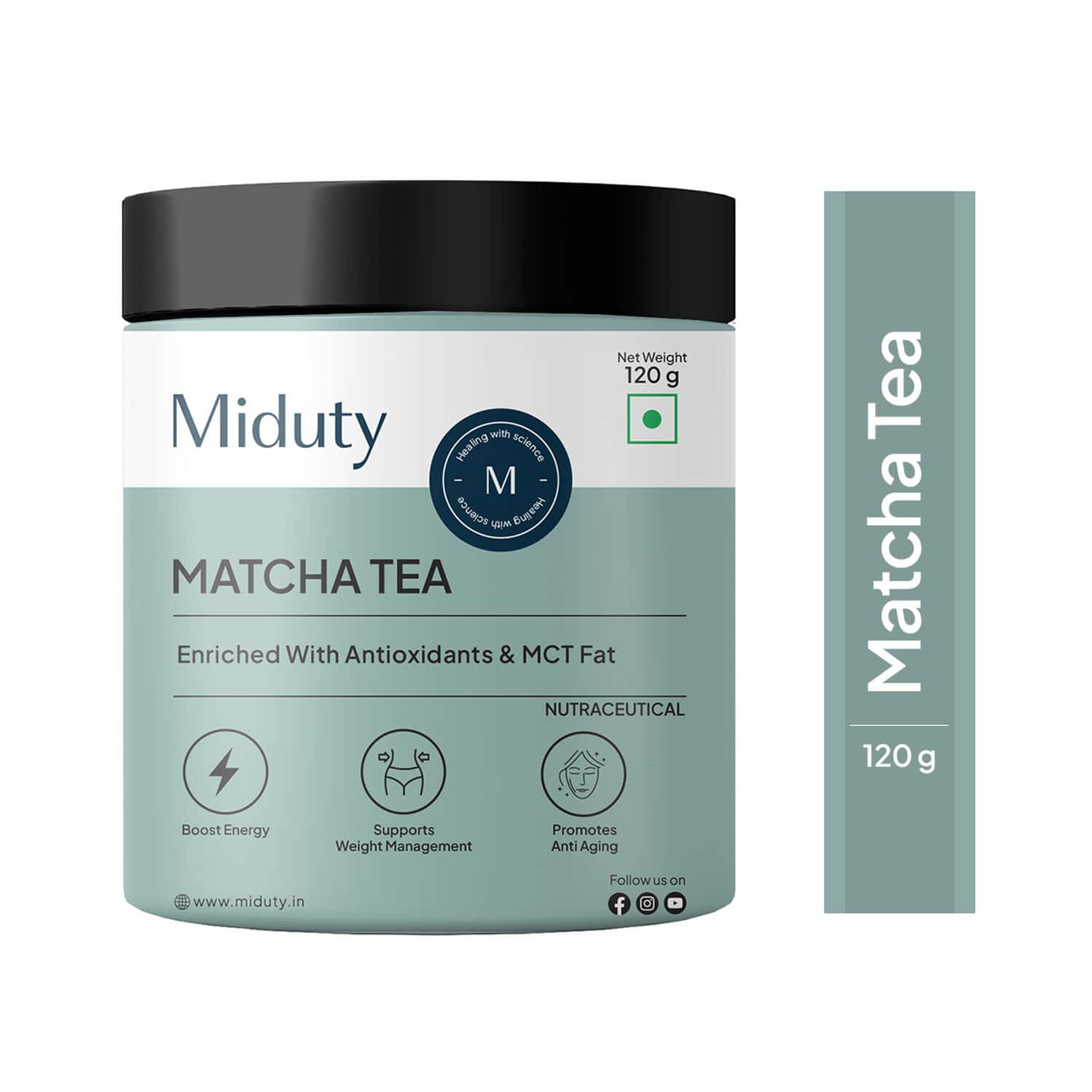 Miduty Matcha Tea - Mct Fat - Antioxidant - Coconut Milk Powder - Anti Aging - Weight Loss - 260g