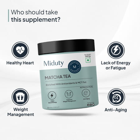 Miduty Matcha Tea - Mct Fat - Antioxidant - Coconut Milk Powder - Anti Aging - Weight Loss - 260g