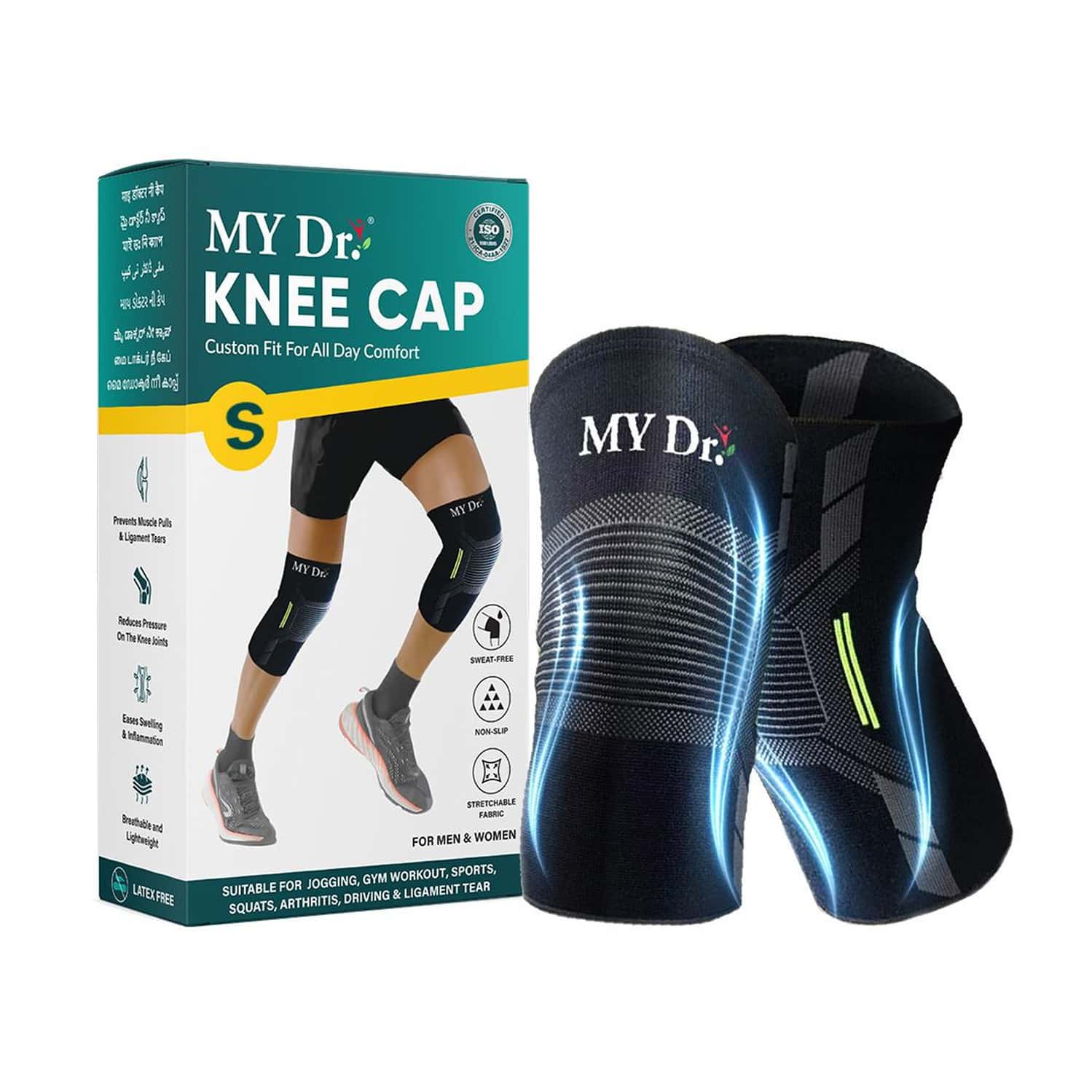 My Dr. Knee Cap (Pair) Size S Compression Knee Support Brace For Pain Relief | Support & Stability I