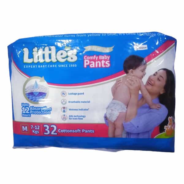 Littles Premium Comfy Baby Pants (7-12Kgs) Pack Of 32 Medium