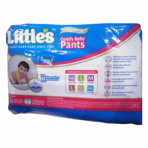 Littles Premium Comfy Baby Pants (7-12Kgs) Pack Of 32 Medium
