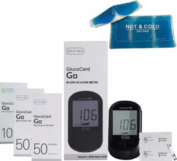 Arkray Blood Glucose Monitor Glucocard G+ With 10+100 Strips And Kit Glucometer (Black)