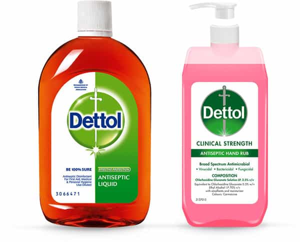 Dettol Antiseptic Disinfectant Liquid 550 Ml With Dettol Clinical Strength Hand Sanitizer 500 Ml
