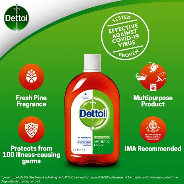 Dettol Antiseptic Disinfectant Liquid 550 Ml With Dettol Clinical Strength Hand Sanitizer 500 Ml