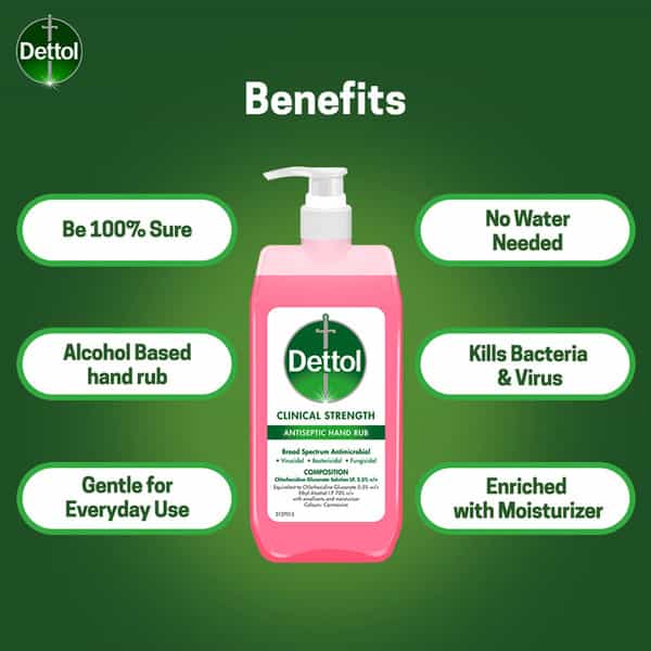 Dettol Antiseptic Disinfectant Liquid 550 Ml With Dettol Clinical Strength Hand Sanitizer 500 Ml