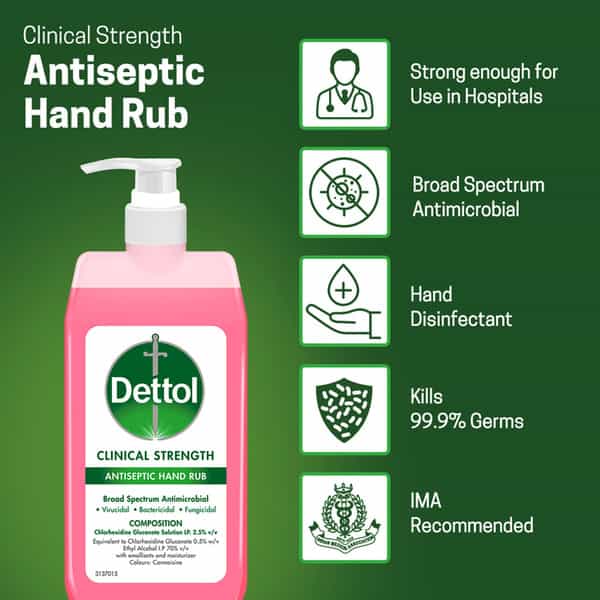 Dettol Antiseptic Disinfectant Liquid 550 Ml With Dettol Clinical Strength Hand Sanitizer 500 Ml