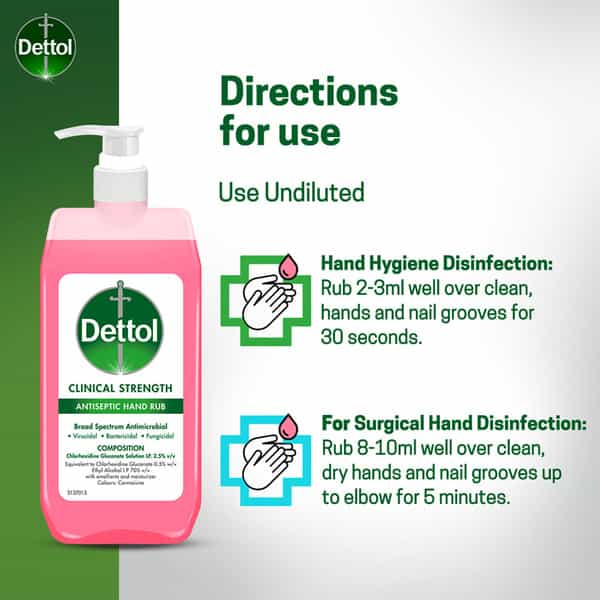 Dettol Antiseptic Disinfectant Liquid 550 Ml With Dettol Clinical Strength Hand Sanitizer 500 Ml