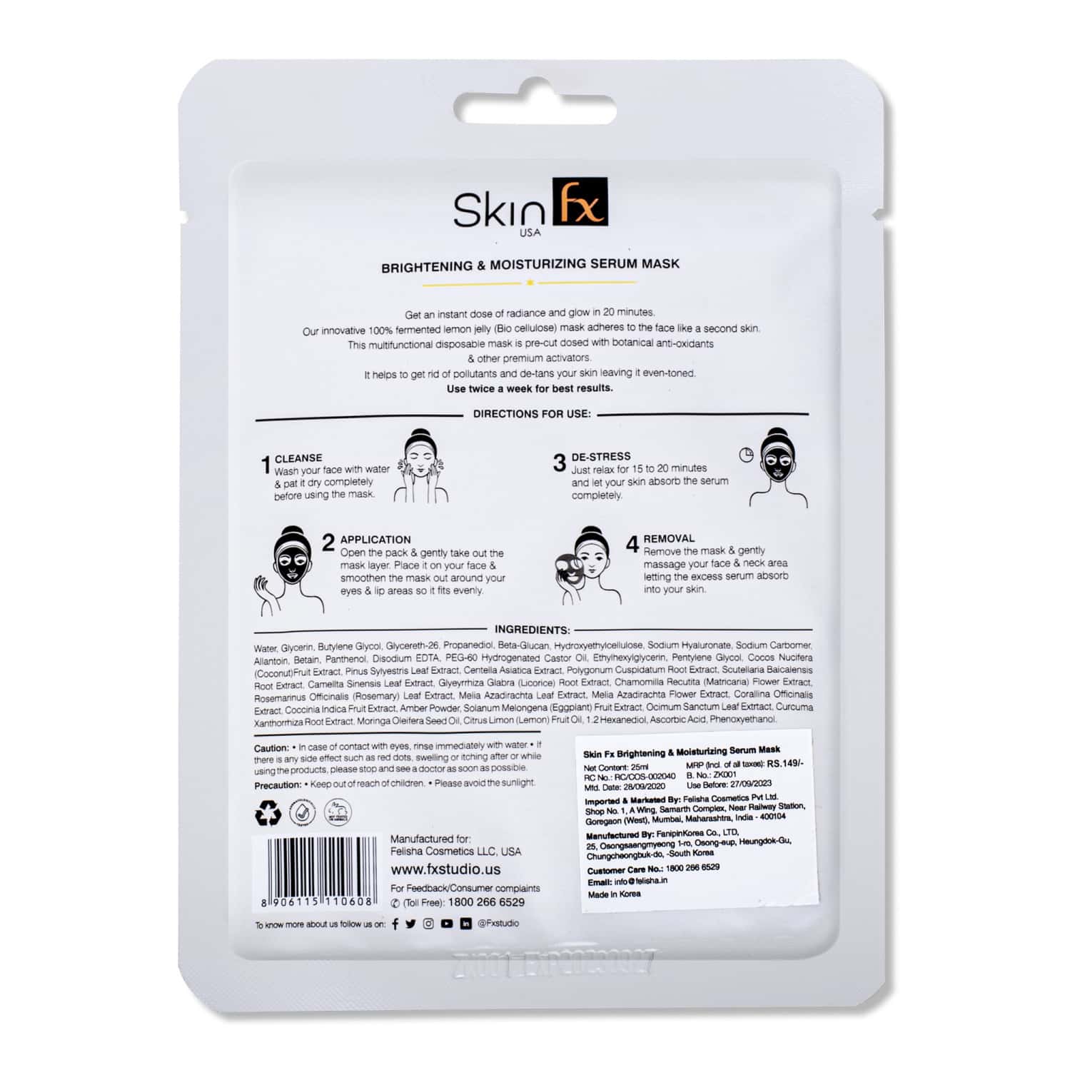 Buy SKIN FX BRIGHTENING & MOISTURIZING SERUM MASK, NEEM & AMLA JAPANESE ...