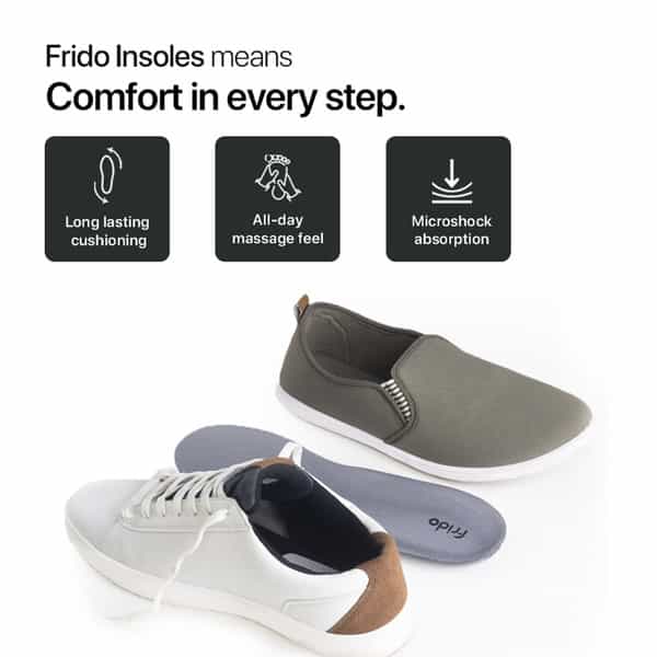 Frido Dual Gel Insoles| Unisex Shoe Inserts For Work And Casual Shoes|Sizes 9-13 Uk|Pack Of 4 Pairs