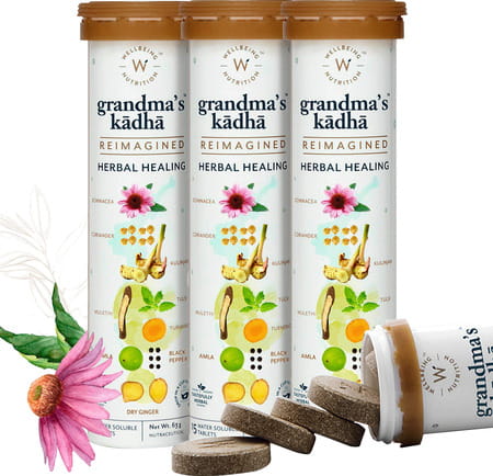 Wellbeing Nutrition Grandma's Kadha Immunity Cough Cold And Flu Symptom Support 15 Tab (pack Of 4)