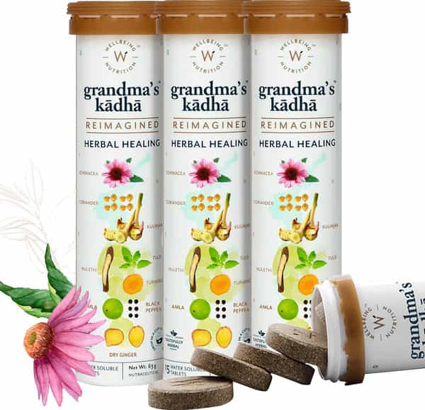 Wellbeing Nutrition Grandma's Kadha Immunity Cough Cold And Flu Symptom Support 15 Tab (Pack Of 4)