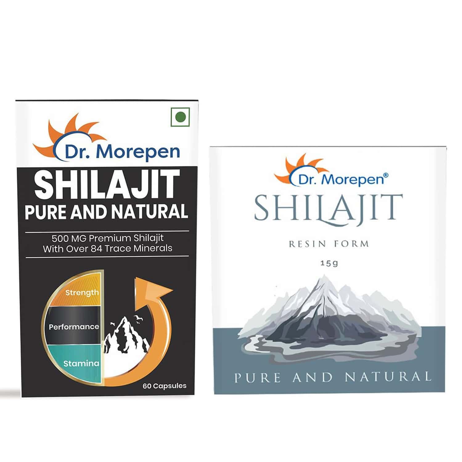 Dr. Morepen Shilajit Resin 15g & Shilajit Capsules For Strength & Energy