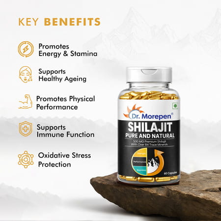 Dr. Morepen Shilajit Resin 15g & Shilajit Capsules For Strength & Energy