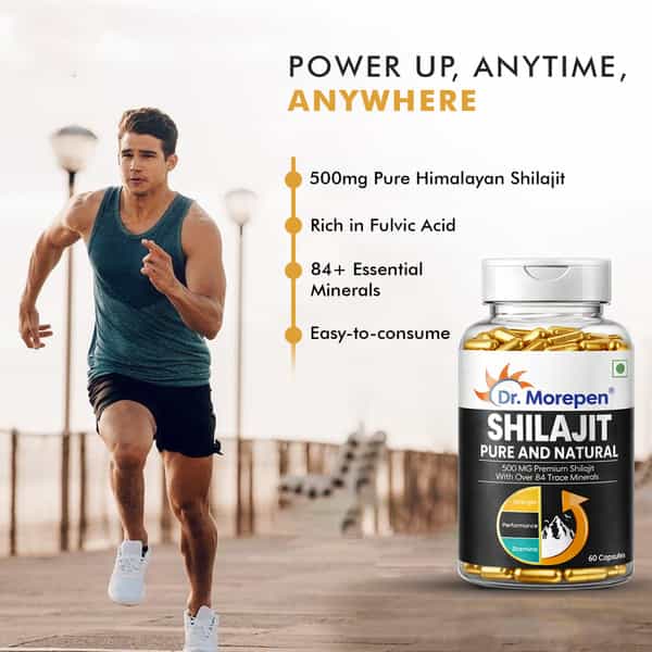 Dr. Morepen Shilajit Resin 15G & Shilajit Capsules For Strength & Energy