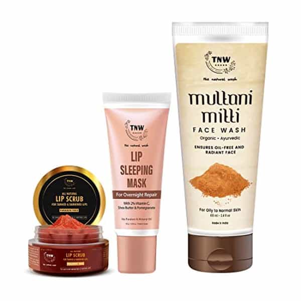 Tnw The Natural Wash Combo With Lip Sleeping | Lip Scrub And Multani Mitti Face Wash