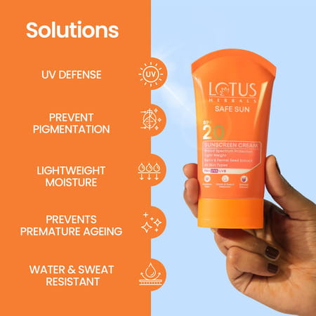 Lotus Safe Sun Sun Block Pa+ Spf-20 Cream 100 Gm