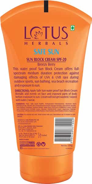 Lotus Safe Sun Sun Block Pa+ Spf-20 Cream 100 Gm