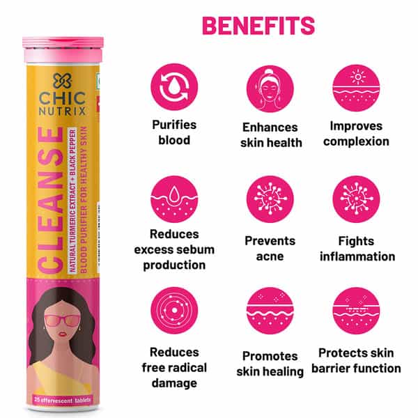 Chicnutrix Cleanse - 500Mg-Blood Purifier For Healthy Skin-Mango-(25 Effervescent Tablets)