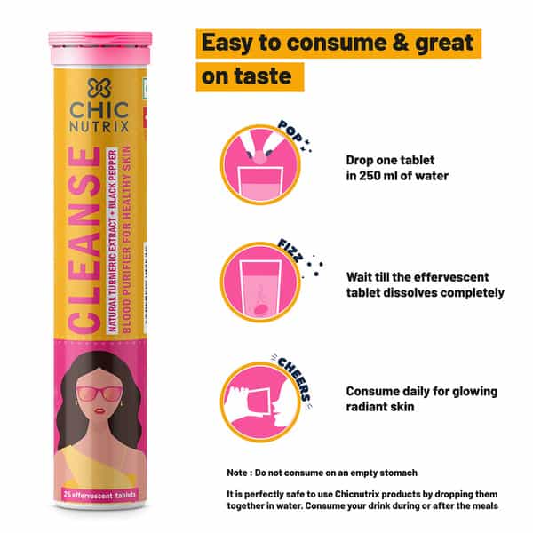 Chicnutrix Cleanse - 500Mg-Blood Purifier For Healthy Skin-Mango-(25 Effervescent Tablets)