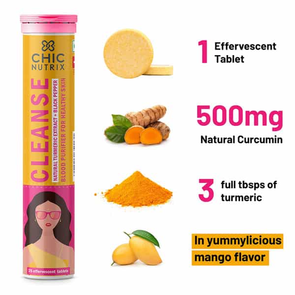 Chicnutrix Cleanse - 500Mg-Blood Purifier For Healthy Skin-Mango-(25 Effervescent Tablets)