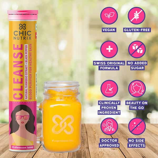 Chicnutrix Cleanse - 500Mg-Blood Purifier For Healthy Skin-Mango-(25 Effervescent Tablets)