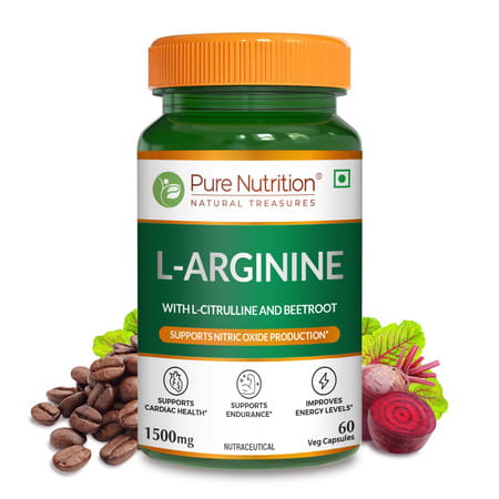 Pure Nutrition L-Arginine For Good Blood Flow And Healthy Heart 60 Capsules