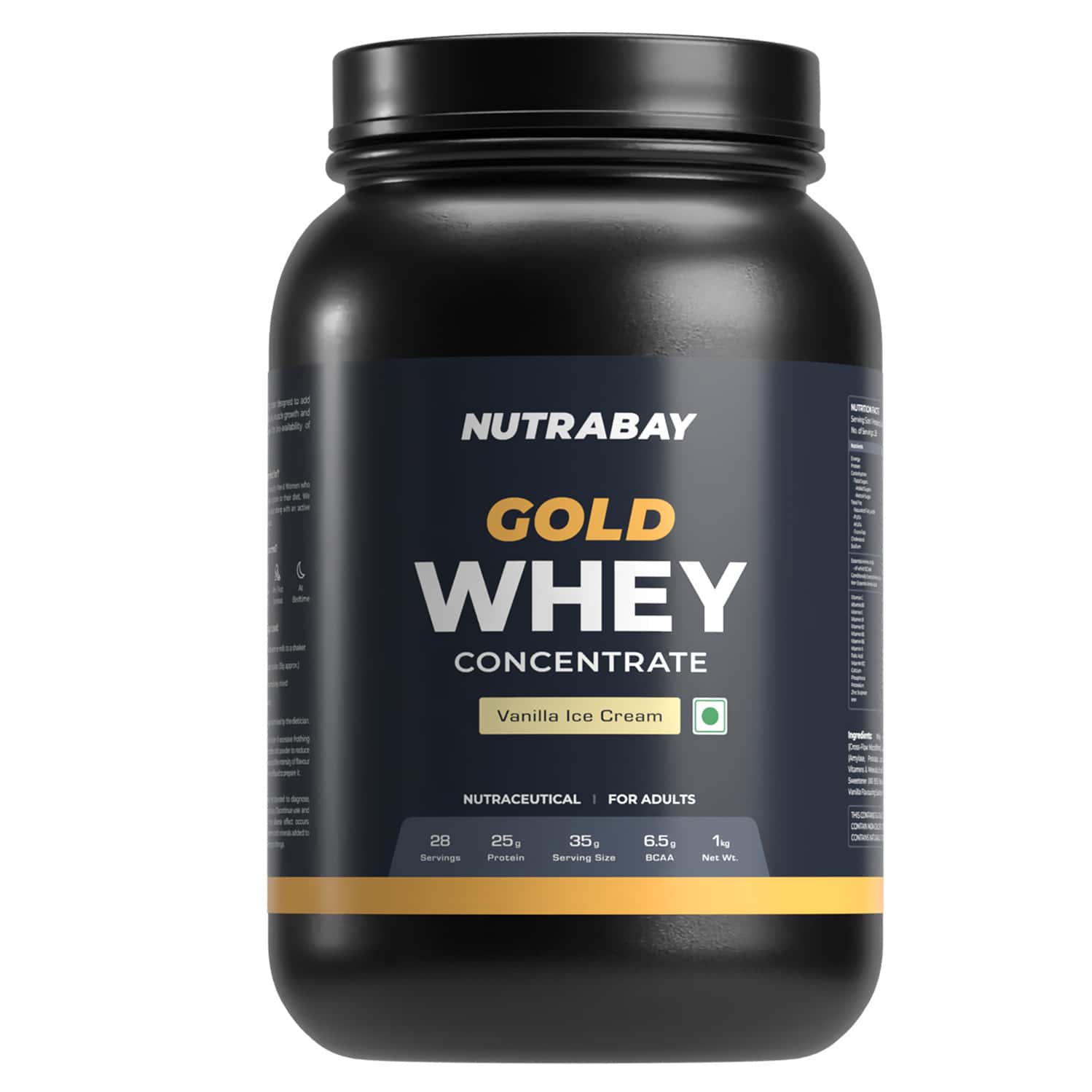 Nutrabay Gold 100% Whey Protein Concentrate Vanilla Ice Cream - 1kg
