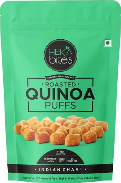 Heka Bites Roasted Quinoa Puffs Indian Chaat - Pack Of 1 |Low Calorie Healthy & Diabetic Snacks