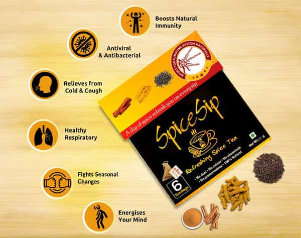 Spice Sip Immunity Boosting Herbal Tea - Pack Of 8 (8 X 12 G)