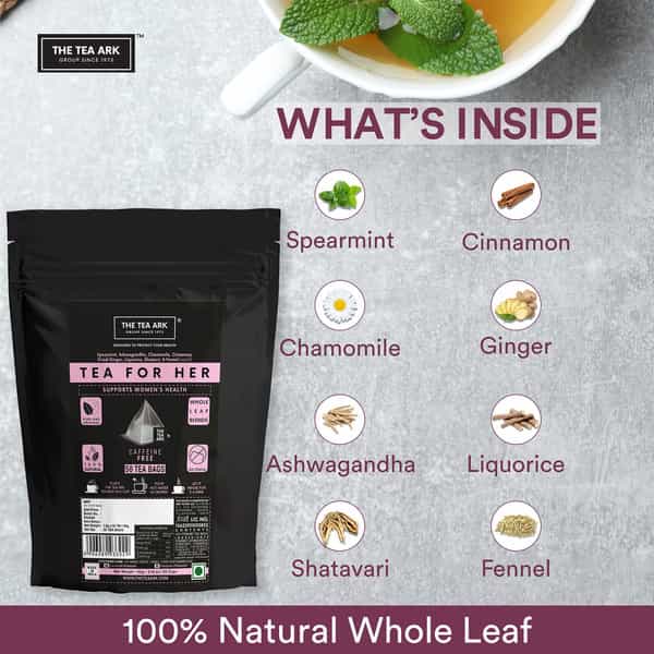 The Tea Ark Organic Spearmint Tea For Pcos Pcod | Herbal Tea For Women 100Gms | 50 Tea Bags