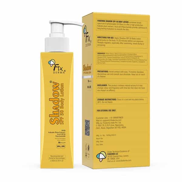 Fixderma Shadow Sunscreen Body Lotion With Spf 50 Pa+++ & 2% Niacinamide Uva & Uvb Protection 200 Ml