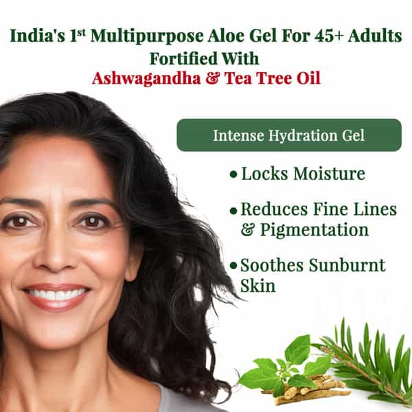 Vansaar 45+ Pure Aloe Vera Gel 500G For Face | Skin & Hair | Enriched Withashwagandha & Tea Tree Oil