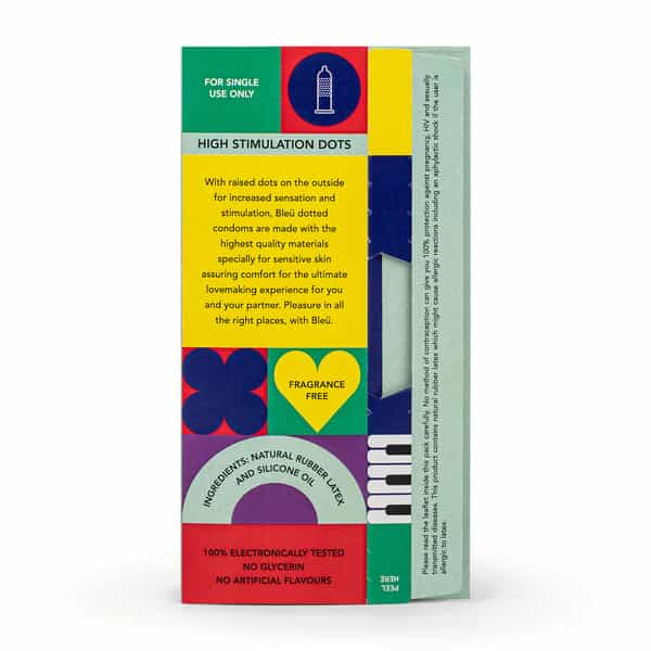 Bleu Dotted Condoms For Men, With Vegan Latex For Extra Sensitive Skin, Masked Latex Smell |8 Count