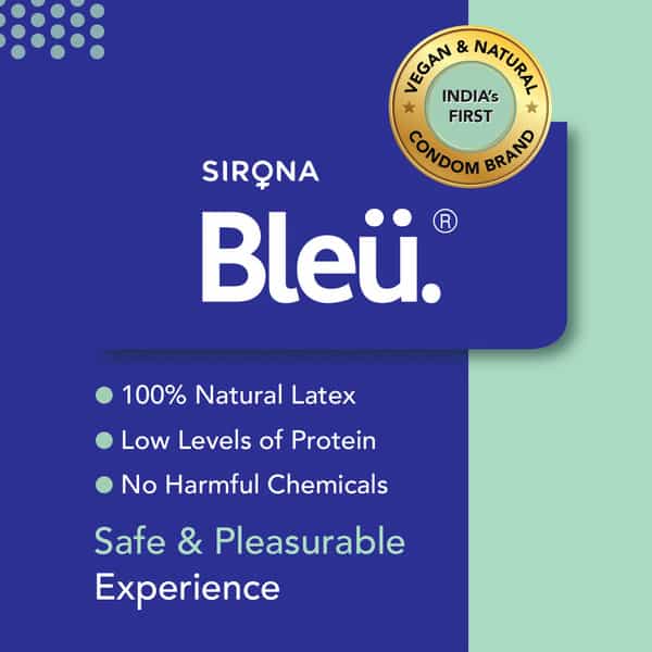 Bleu Dotted Condoms For Men, With Vegan Latex For Extra Sensitive Skin, Masked Latex Smell |8 Count