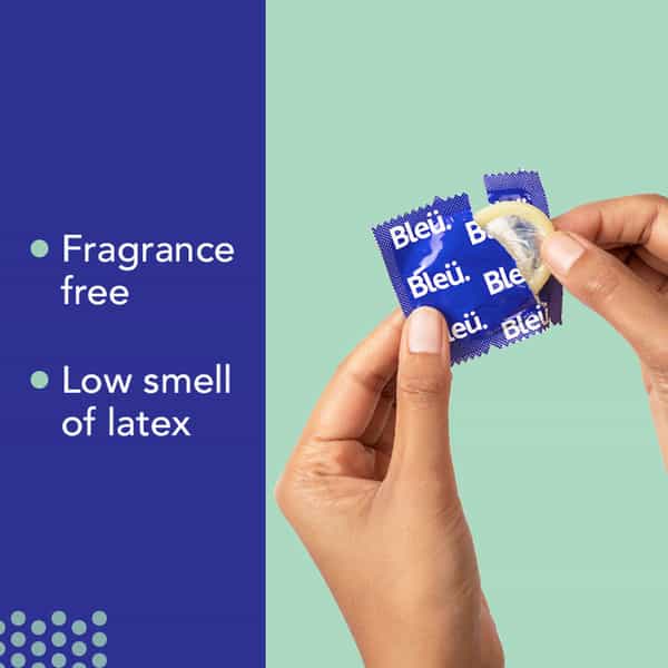 Bleu Dotted Condoms For Men, With Vegan Latex For Extra Sensitive Skin, Masked Latex Smell |8 Count