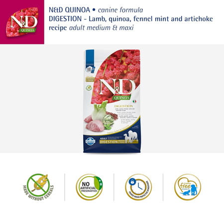 Farmina N&D Quinoa Digestion Adult Dog Food | Lamb | Supports Digestive Health | 2.5kg