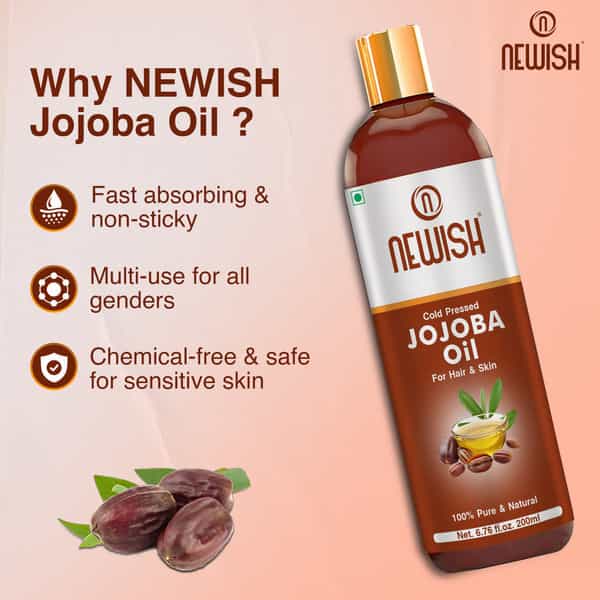 Newish Cold Pressed Jojoba Oil For Skin & Hair Growth - Virgin & Unrefined 200Ml (Pack Of 2)