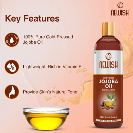 Newish Cold Pressed Jojoba Oil For Skin & Hair Growth - Virgin & Unrefined 200Ml (Pack Of 2)