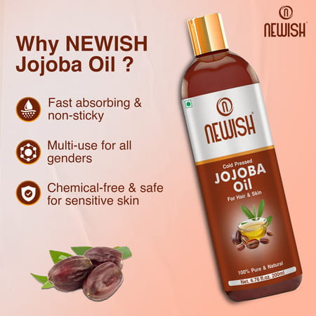 Newish Cold Pressed Jojoba Oil For Skin & Hair Growth - Virgin & Unrefined 200ml (Pack Of 2)