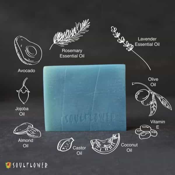 Soulflower Rosemary Lavender Hair Cleansing Bar Soap With Jojoba Oil 150Gm