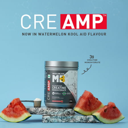 Muscleblaze Micronised Creatine Monohydrate Creamp Powder | Watermelon Kool Aid (80 Servings | 320G)