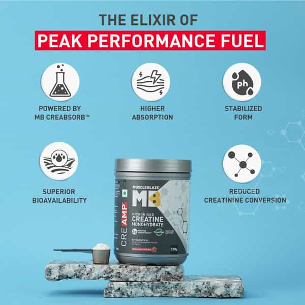 Muscleblaze Micronised Creatine Monohydrate Creamp Powder | Watermelon Kool Aid (80 Servings | 320G)